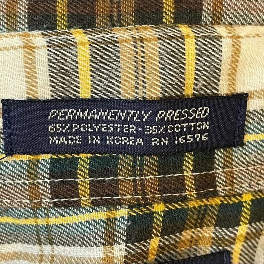 Chapel Hill Yellow White Green Plaid Cotton Blend Button Down Shirt size  XL
